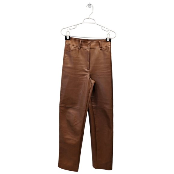 Wilfred Cognac Funk Vegan Leather Pant - Picture 2 of 8